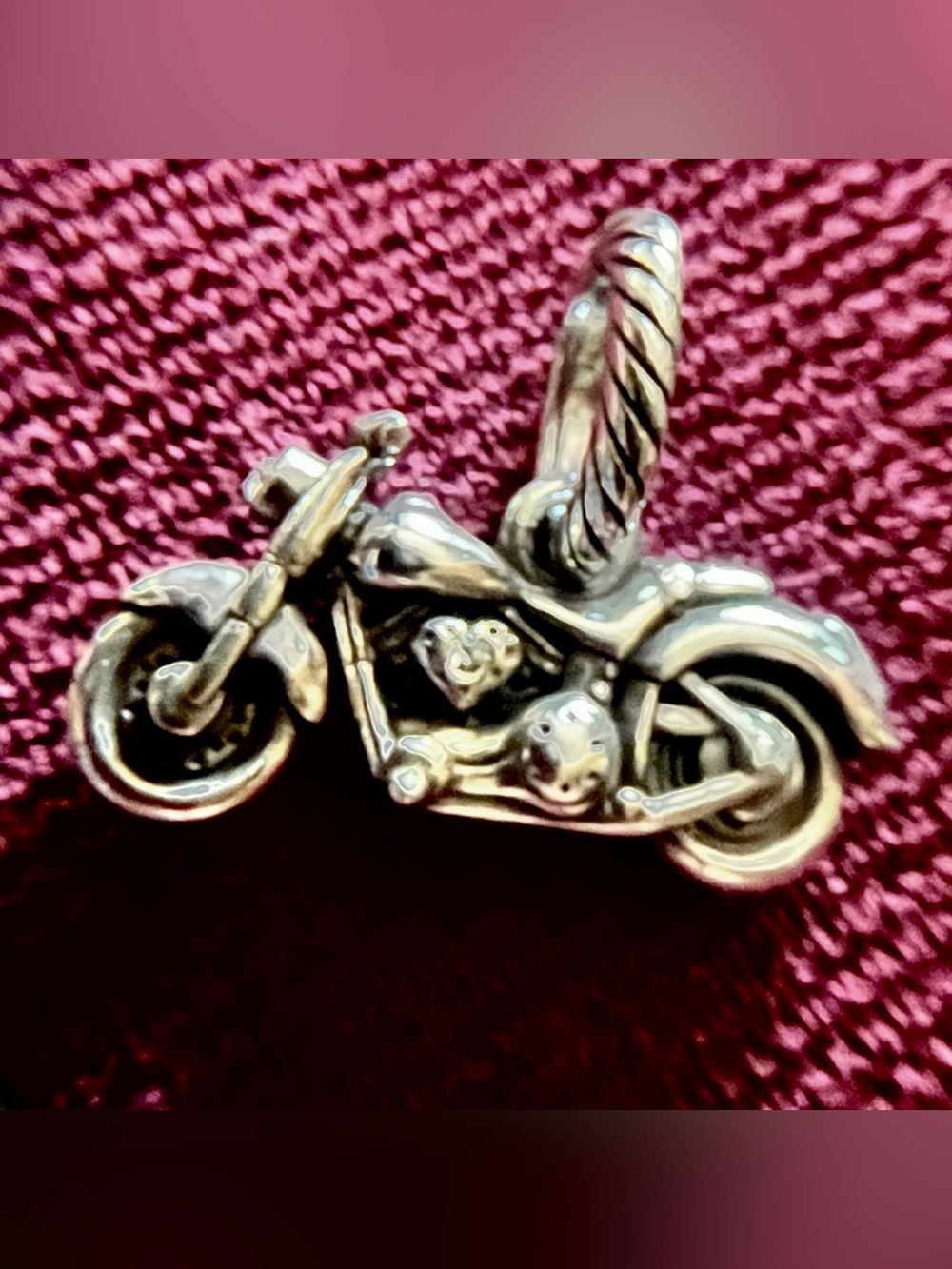 Brighton Let's Ride Motorcycle  Charm Silver Color Red Crystal Tail Light